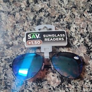 SAV Blue Reflective  Sunglass Readers +1.50 new